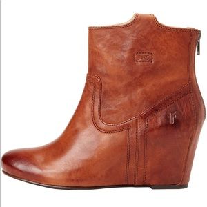 Frye Carson Wedge Ankle Boot in Cognac
